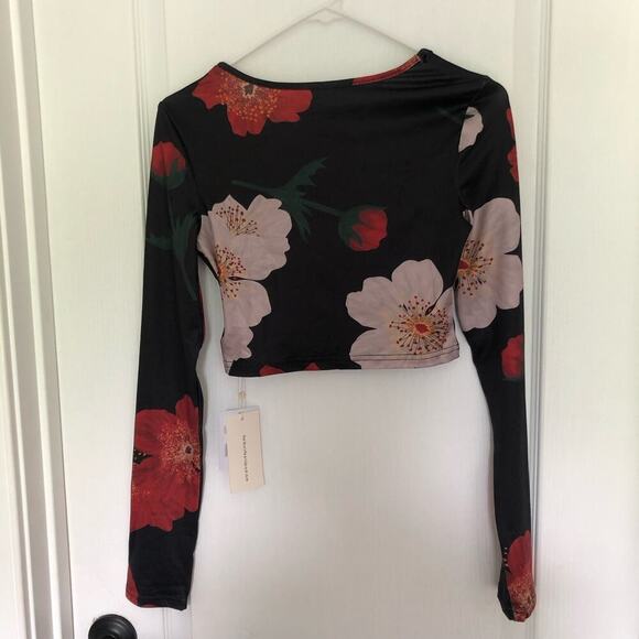 Commense Women's Floral Maxi Skirt Set Cropped Top‎ Black Size Small NWT - Picture 1 of 16